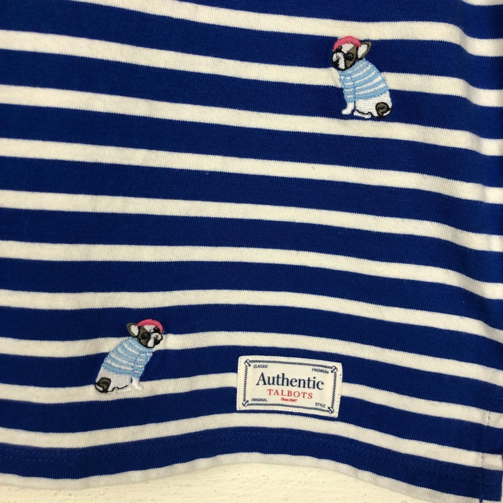 Talbots Womens Authentic Talbots Tee Frenchie Dog Embroidered S Novelty Whimsy - Picture 4 of 9